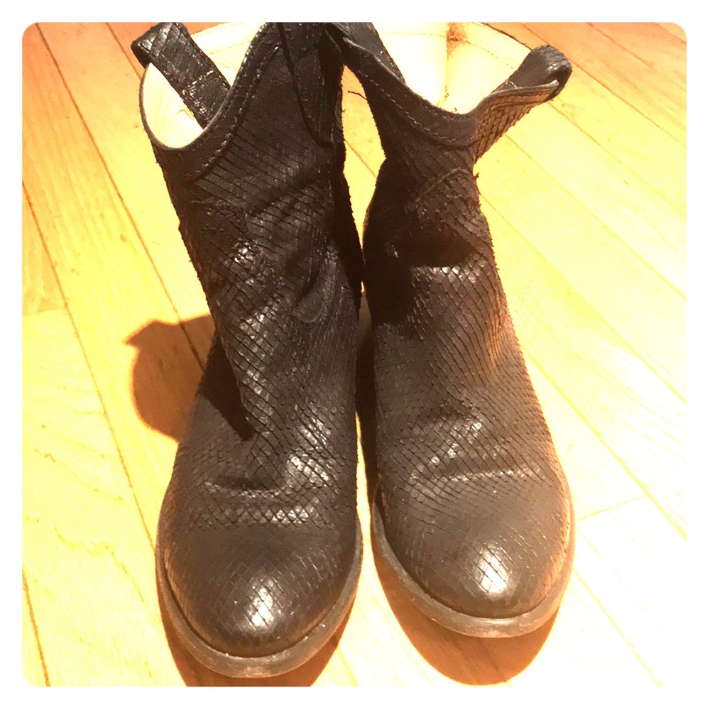 Frye Black Cowboy Booties